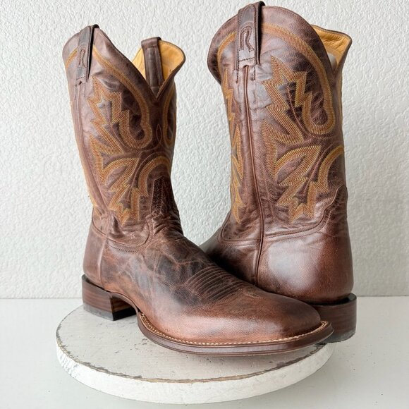 Rod Patrick Mens Cowboy Boots 15.5AAAA Perro Loco Brown Square Toe Western - Picture 1 of 12